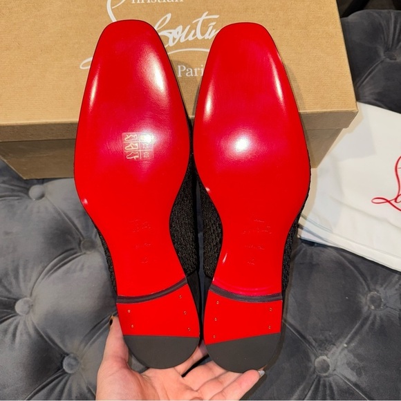 New Size 42 Christian Louboutin Greggo Chick Flat Oxfords Black - Picture 7 of 9